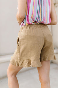 Ruffly Speaking Shorts In Khaki ESB
