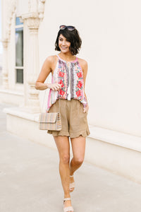 Ruffly Speaking Shorts In Khaki ESB