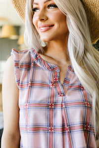 Pink Plaid Sleeveless Top ESB