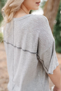 Sandstone Grey Sweater Knit Top