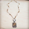**Picture Jasper & Crystal Long Beaded Necklace w/ Jasper Pendant 262t