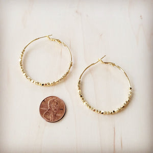 **Opulent Gold Beaded Texture Hoop Earrings 219cr