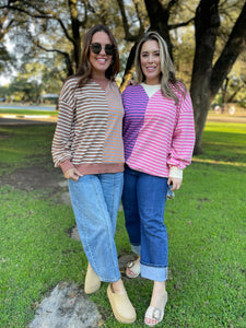 PREORDER: Step By Step Stripe Sweatshirt in Four Colors