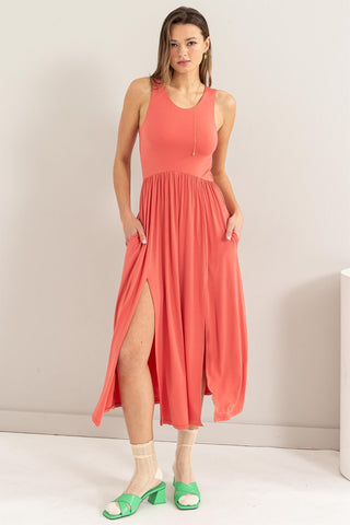 For The Night Fitted Sleeveless Midi Dress