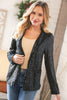 Black Sequin Lapel Collar Pocketed Holiday Jacket