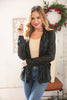 Black Sequin Lapel Collar Pocketed Holiday Jacket