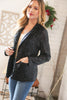Black Sequin Lapel Collar Pocketed Holiday Jacket
