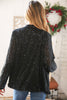 Black Sequin Lapel Collar Pocketed Holiday Jacket