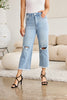 RFM Full Size Tummy Control High Waist Raw Hem Distressed Jeans