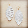 **Leather Oval Earring-White and Gold Gator 209r