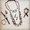Aqua Terra Slab Necklace with Genuine Leather Ties 250b