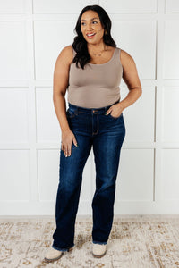 Judy Blue Jacqueline Full Size Raw Hem Straight Leg Jeans