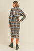 Mable Plaid Flannel Front Tie Button Down Shirt Dress