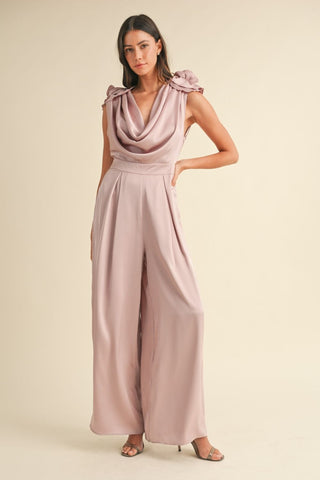 Ribbed Double Layer Jumpsuit in Deep Coral