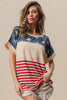 BiBi American Flag Theme Short Sleeve T-Shirt