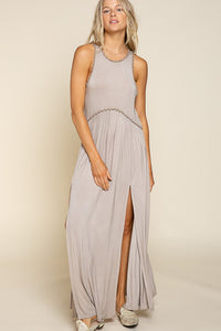 Stone Washed Side Slit Cut Out Maxi Dress by POL