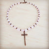 **Rose Quartz Collar Necklace w/ Copper Cross Pendant 263i