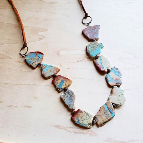 Triple Strand Turquoise & Copper Collar Necklace