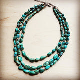 Triple Strand Turquoise & Wood Collar Necklace