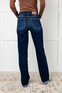 Judy Blue Jacqueline Full Size Raw Hem Straight Leg Jeans