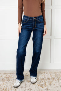 Judy Blue Jacqueline Full Size Raw Hem Straight Leg Jeans