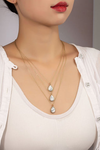 Titanium Steel Pearl Flower Necklace