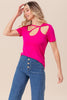 BiBi Cutout Asymmetrical Neck Short Sleeve T-Shirt