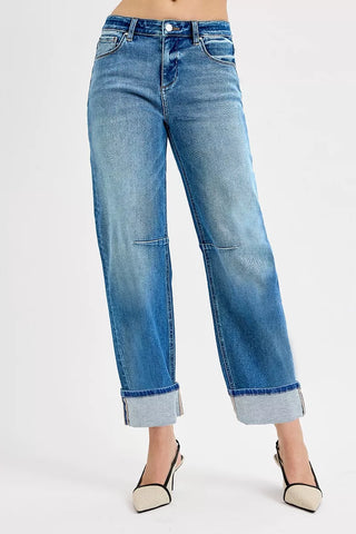 RISEN Full Size Button Fly Cropped Bootcut Jeans