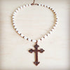 Genuine Freshwater Pearl Collar Boho Necklace w/ Cross 263s