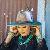 **Western Blue Turquoise w/ Silver Bead Drop Earring 200w