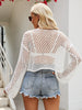 Openwork Round Neck Long Sleeve Cover-Up