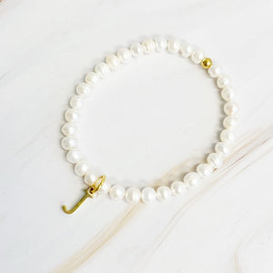 Freshwater Pearl Initial Charm Bracelet