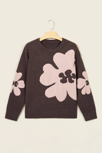 Floral Dropped Shoulder Long Sleeve Sweater