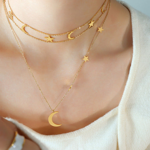Matte Gold Long Hoop and Circle Necklace