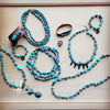 **Blue Turquoise Collar Necklace w/ Feather Pendants 259m