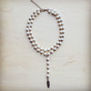Double Strand Lariat White Turquoise Necklace w/ Copper Feather 259q