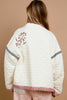 POL Embroidered Open Front Long Sleeve Jacket