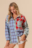 BiBi Color Block Plaid Button Down Shirt