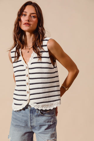 Deep Thoughts Striped Loose Knit Top
