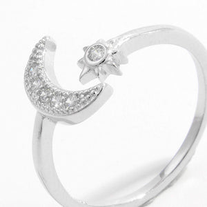 925 Sterling Silver Moon Open Ring