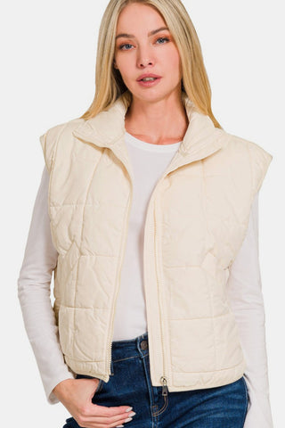 Snobbish Snap Down Quilted Crop Vest