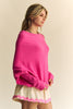 Davi & Dani Solid Color Batwing Sleeve Sweater