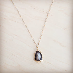 **Gilded Black Agate Necklace 257ma