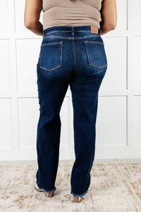 Judy Blue Jacqueline Full Size Raw Hem Straight Leg Jeans