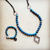 **Frosted Chrysocolla Beaded Necklace w/ Copper Pendant 258h