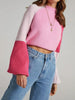 Contrast Mock Neck Long Sleeve Sweater