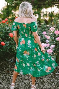 PRE ORDER - Floral Bubble Sleeve Smocked Tiered Midi Dress