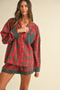 Annie Wear Contrast Plaid Long Sleeve Top and Shorts Set