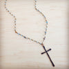 Genuine Amazonite Long Beaded Necklace with Antique Copper Cross 262x