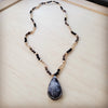 Black Lava Beaded Necklace w/ Druzy Pendant 257lb